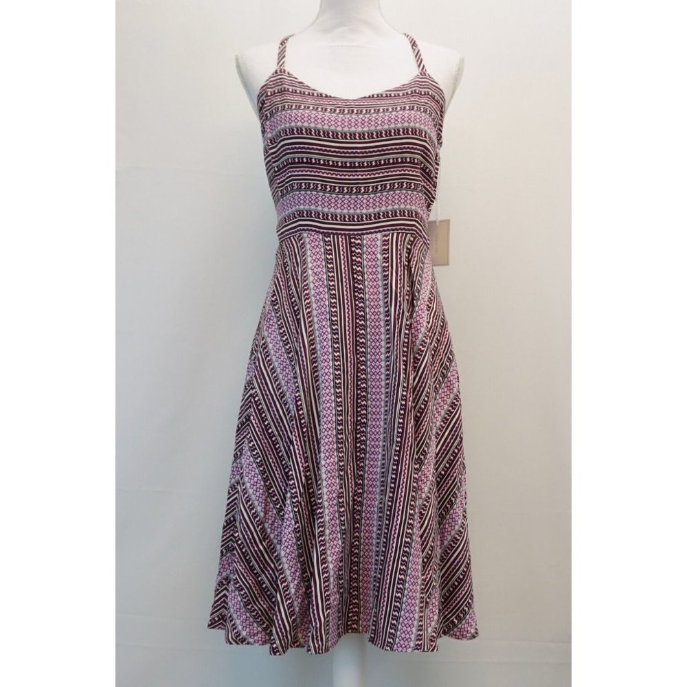 1. State Womens Dress M Spaghetti Strap Fit & Flare Print Dress Plum Purple M